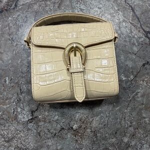 SANCIA Madelina mini Cream Crocodile-Embossed Crossbody Bag